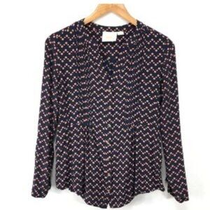 Anthropologie Navy and Pink Blouse